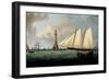 A Schooner of the Royal Yacht Squadron off the Eddystone Lighthouse, 1831-John Lynn-Framed Giclee Print