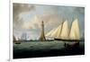 A Schooner of the Royal Yacht Squadron off the Eddystone Lighthouse, 1831-John Lynn-Framed Giclee Print