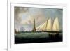 A Schooner of the Royal Yacht Squadron off the Eddystone Lighthouse, 1831-John Lynn-Framed Giclee Print