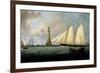 A Schooner of the Royal Yacht Squadron off the Eddystone Lighthouse, 1831-John Lynn-Framed Giclee Print