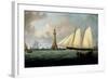 A Schooner of the Royal Yacht Squadron off the Eddystone Lighthouse, 1831-John Lynn-Framed Giclee Print