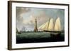 A Schooner of the Royal Yacht Squadron off the Eddystone Lighthouse, 1831-John Lynn-Framed Giclee Print