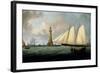 A Schooner of the Royal Yacht Squadron off the Eddystone Lighthouse, 1831-John Lynn-Framed Giclee Print