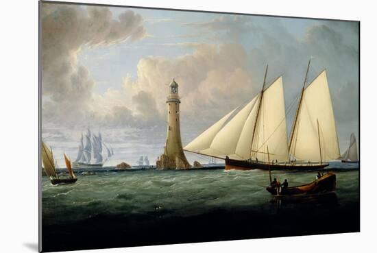 A Schooner of the Royal Yacht Squadron off the Eddystone Lighthouse, 1831-John Lynn-Mounted Giclee Print