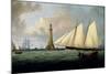 A Schooner of the Royal Yacht Squadron off the Eddystone Lighthouse, 1831-John Lynn-Mounted Giclee Print