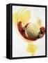 A Scoop of Vanilla Ice Cream with Berry Sauce-Jan-peter Westermann-Framed Stretched Canvas
