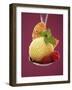 A Scoop of Vanilla Ice Cream with Hot Raspberries on a Spoon-Marc O^ Finley-Framed Photographic Print