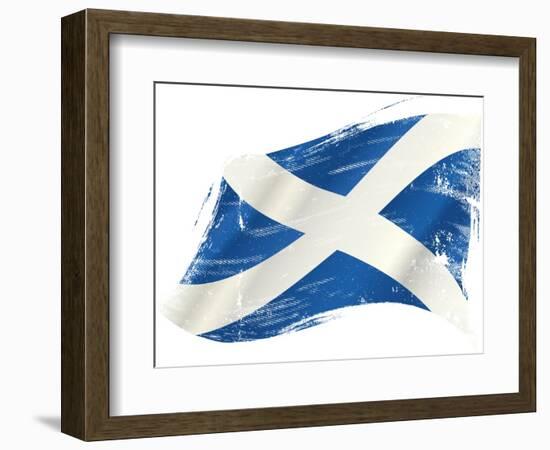 A Scottish Flag in the Wind with a Texture-TINTIN75-Framed Art Print