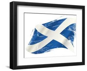 A Scottish Flag in the Wind with a Texture-TINTIN75-Framed Art Print