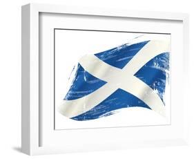 A Scottish Flag in the Wind with a Texture-TINTIN75-Framed Art Print