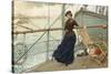 A Scottish Lady on a Boat Arriving in New York-Henry Bacon-Stretched Canvas