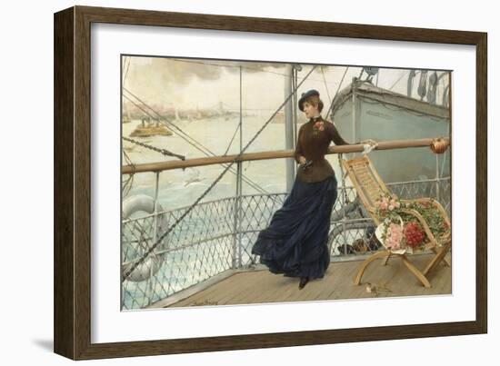 A Scottish Lady on a Boat Arriving in New York-Henry Bacon-Framed Giclee Print