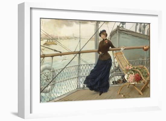 A Scottish Lady on a Boat Arriving in New York-Henry Bacon-Framed Giclee Print