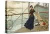 A Scottish Lady on a Boat Arriving in New York-Henry Bacon-Stretched Canvas