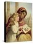 A Scripture Lesson - Indian Girl Teaching an English Child-English School-Stretched Canvas