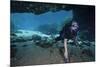 A Scuba Diver Explores the Blue Springs Cave in Marianna, Florida-null-Mounted Premium Giclee Print