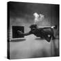 A Scuba Diver Inside a Large Metal Water Tank. Photograph by Heinz Zinram-Heinz Zinram-Stretched Canvas