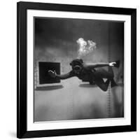 A Scuba Diver Inside a Large Metal Water Tank. Photograph by Heinz Zinram-Heinz Zinram-Framed Photographic Print