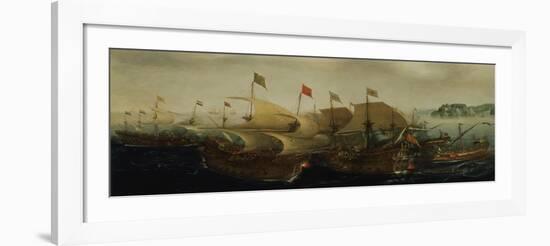 A Sea Action, Possibly the Battle of Cadiz, 1596-Hendrick Cornelisz. Vroom-Framed Giclee Print