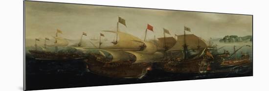 A Sea Action, Possibly the Battle of Cadiz, 1596-Hendrick Cornelisz. Vroom-Mounted Giclee Print