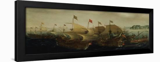 A Sea Action, Possibly the Battle of Cadiz, 1596-Hendrick Cornelisz. Vroom-Framed Giclee Print