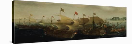 A Sea Action, Possibly the Battle of Cadiz, 1596-Hendrick Cornelisz. Vroom-Stretched Canvas