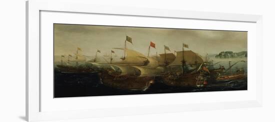 A Sea Action, Possibly the Battle of Cadiz, 1596-Hendrick Cornelisz. Vroom-Framed Giclee Print