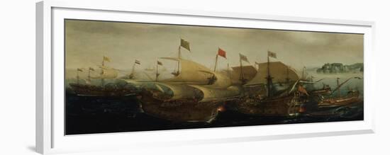 A Sea Action, Possibly the Battle of Cadiz, 1596-Hendrick Cornelisz. Vroom-Framed Giclee Print