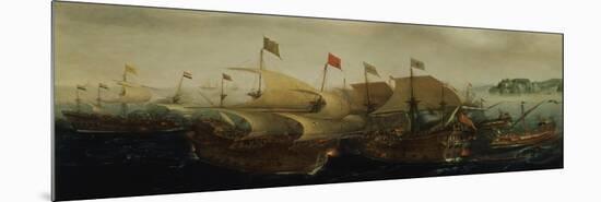 A Sea Action, Possibly the Battle of Cadiz, 1596-Hendrick Cornelisz. Vroom-Mounted Giclee Print