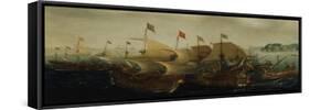 A Sea Action, Possibly the Battle of Cadiz, 1596-Hendrick Cornelisz. Vroom-Framed Stretched Canvas