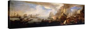 A Sea Battle with Sardinian and Venetian Warships and Sardinian and Egyptian(?) Galleys-Carlevarijs Luca-Stretched Canvas