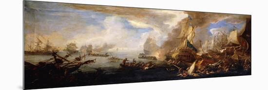 A Sea Battle with Sardinian and Venetian Warships and Sardinian and Egyptian(?) Galleys-Carlevarijs Luca-Mounted Giclee Print