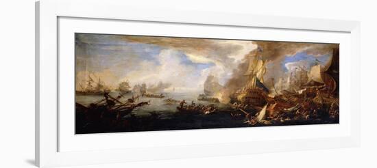 A Sea Battle with Sardinian and Venetian Warships and Sardinian and Egyptian(?) Galleys-Carlevarijs Luca-Framed Giclee Print