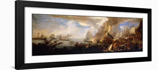 A Sea Battle with Sardinian and Venetian Warships and Sardinian and Egyptian(?) Galleys-Carlevarijs Luca-Framed Giclee Print