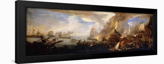 A Sea Battle with Sardinian and Venetian Warships and Sardinian and Egyptian(?) Galleys-Carlevarijs Luca-Framed Giclee Print