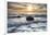 A seagull sat on a Moeraki Boulders at sunrise, Otago, South Island, New Zealand-Ed Rhodes-Framed Photographic Print