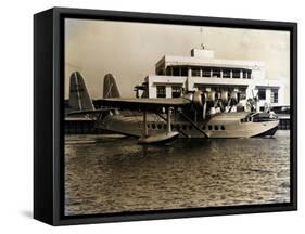 A Seaplane at the Pan Am Seaplane Base, Dinner Key, Florida, 1930s-null-Framed Stretched Canvas