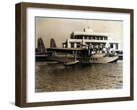 A Seaplane at the Pan Am Seaplane Base, Dinner Key, Florida, 1930s-null-Framed Photographic Print