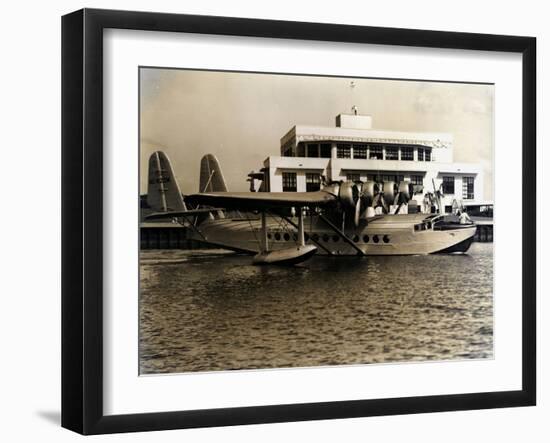 A Seaplane at the Pan Am Seaplane Base, Dinner Key, Florida, 1930s-null-Framed Photographic Print