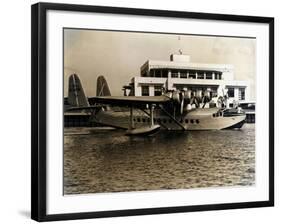 A Seaplane at the Pan Am Seaplane Base, Dinner Key, Florida, 1930s-null-Framed Photographic Print