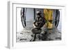 A Search and Rescue Swimmer Sits in the Back of an Mh-60S Sea Hawk-null-Framed Photographic Print