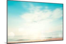 A Seascape Abstract Beach Background. Panning Motion Blur and Bokeh Light of Lens Flare, Pastel Col-jakkapan-Mounted Photographic Print