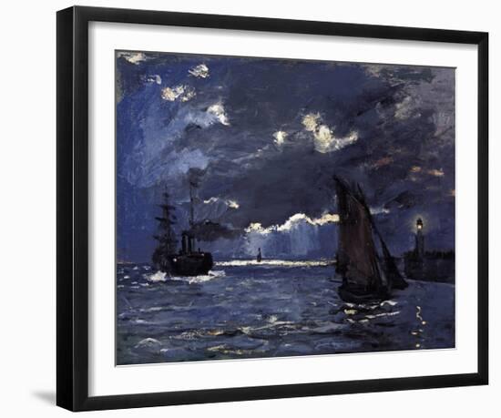 A Seascape, Shipping by Moonlight, c.1864-Claude Monet-Framed Premium Giclee Print