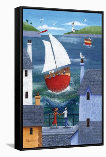 A Seaside Town-Peter Adderley-Framed Stretched Canvas