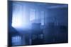 A Seat in a Blue Backlight in Studio with Three Windows-Paha_L-Mounted Photographic Print