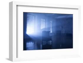 A Seat in a Blue Backlight in Studio with Three Windows-Paha_L-Framed Photographic Print