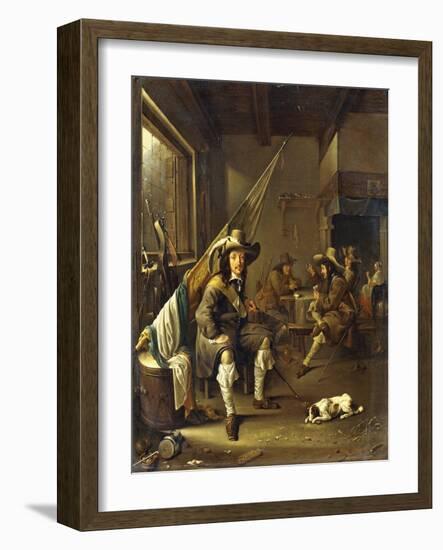 A Seated Cavalier with Soldiers Playing Cards, 1655-Jacob Duck-Framed Giclee Print