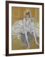 A Seated Dancer with Pink Stockings, 1890-Henri de Toulouse-Lautrec-Framed Giclee Print