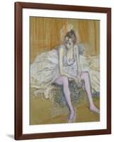 A Seated Dancer with Pink Stockings, 1890-Henri de Toulouse-Lautrec-Framed Giclee Print