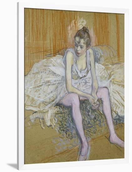 A Seated Dancer with Pink Stockings, 1890-Henri de Toulouse-Lautrec-Framed Giclee Print